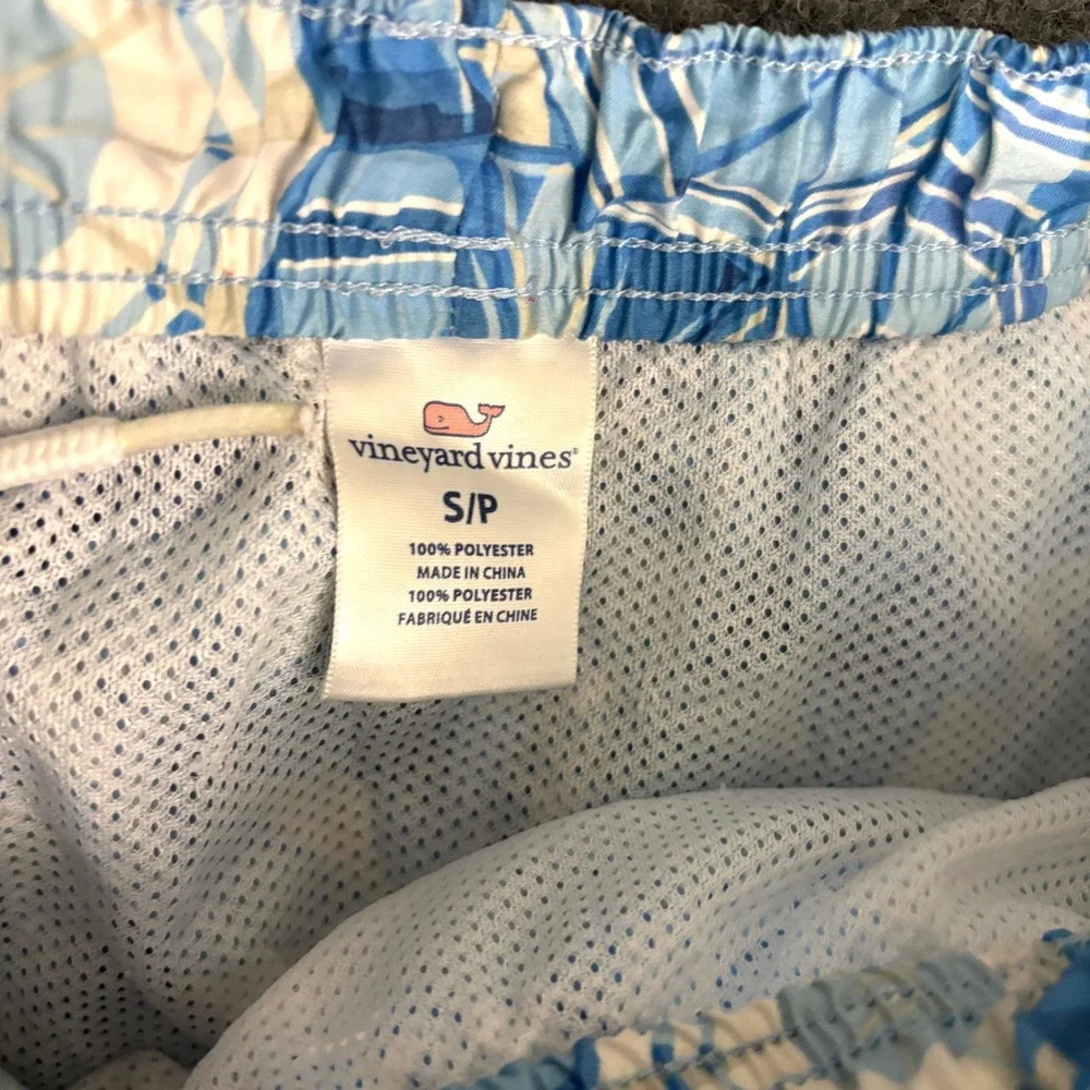 Vineyard Vines Swim Trunks Blue Beach Umbrella Print Mesh Lined Size‎ S